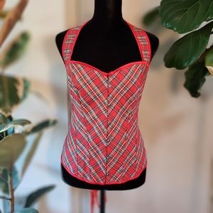Plaid Halter Top Corset